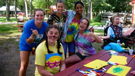 campers & counselors doing crafts at Camp Pa-Qua-Tuck